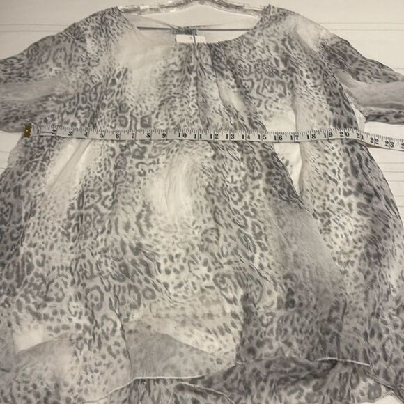 NWT Elena Baldi Grey and White Leopard Print Women's Top - Picture 3 of 7